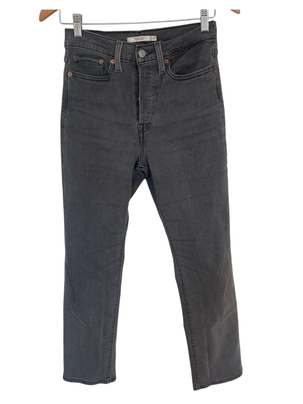 Womens Levi Black Wedgie Straight-Leg Jeans - Classic Everyday Denim